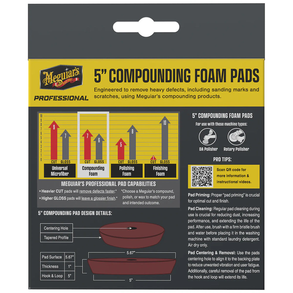 Meguiar's Professional 5" Compounding Foam Pads *2-Pack [M5CFP2]