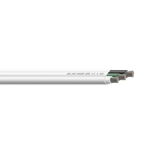 Sea-Dog 6/3 AWG Flat Triplex Wire - White/Green/Black - 50' [8006301]