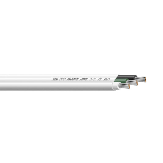 Sea-Dog 12/3 AWG Flat Triplex Wire - White/Green/Black - 100' [8012302]