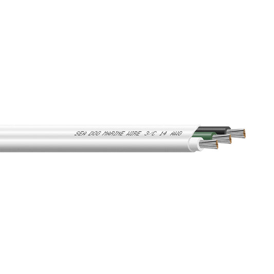 Sea-Dog 14/3 AWG Flat Triplex Wire - White/Green/Black - 100' [8014302]