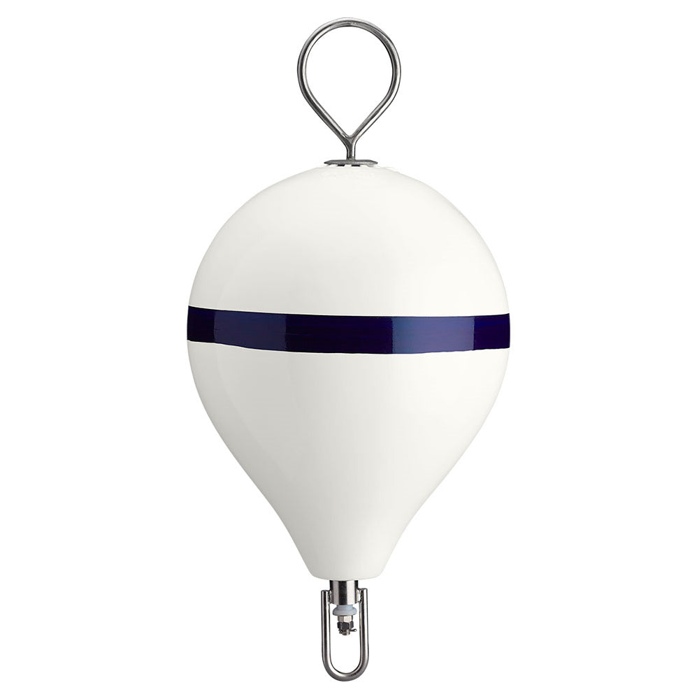 Polyform 17" CM Mooring Buoy w/SS Iron - White Blue Stripe [CM-3-SS WHT W/STR/SS]