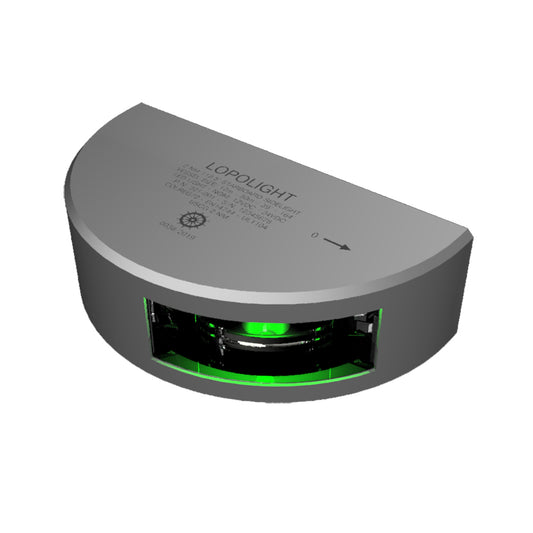 Lopolight Series 301-001 - Starboard Sidelight - 2NM - Vertical Mount - Green - Silver Housing  [301-001]